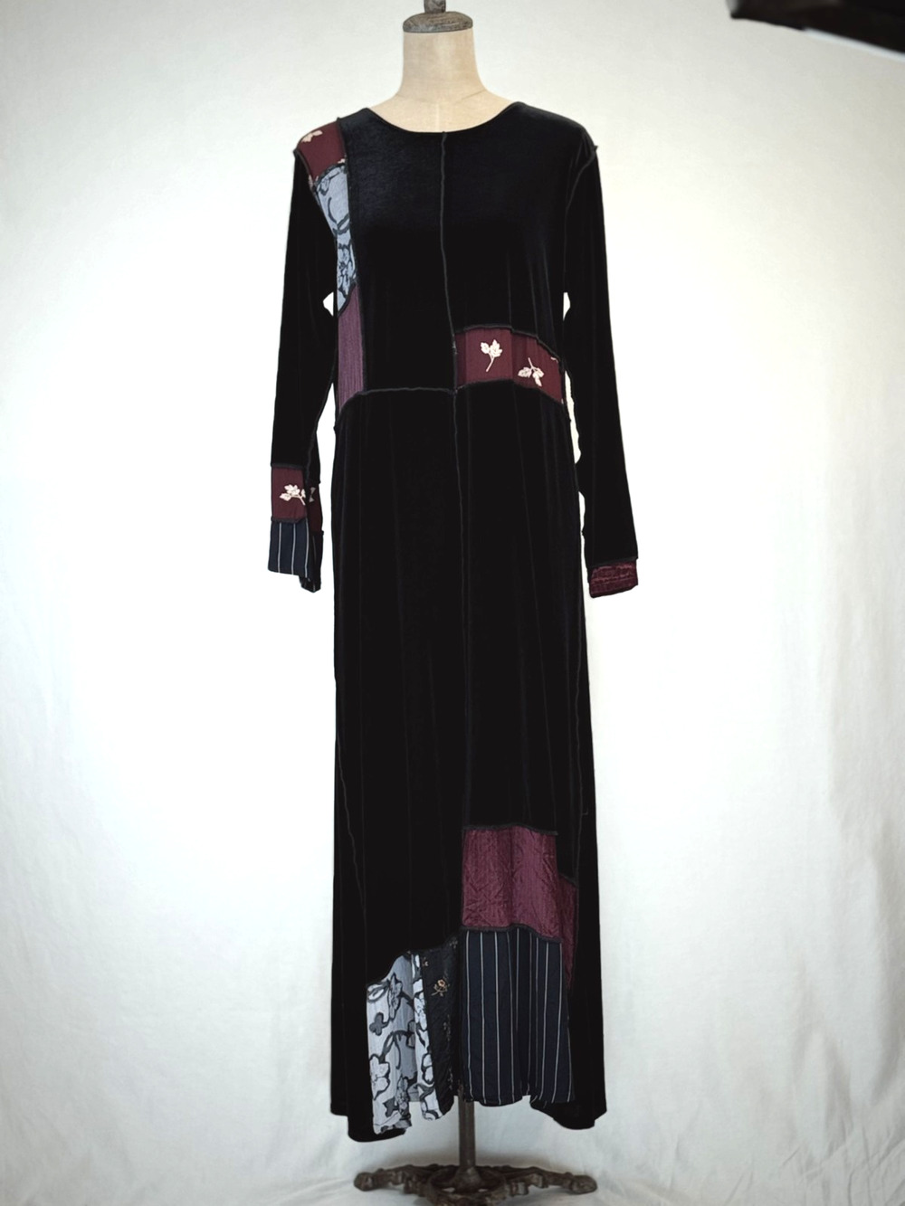 90's Something Old Something New Black Velvet Maxi Dress XL #1-0154